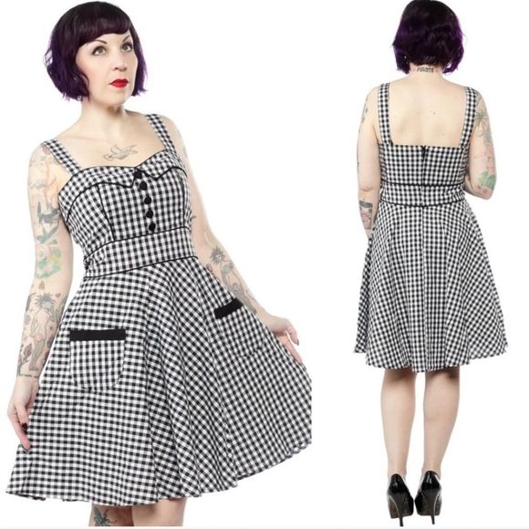 Hell Bunny Dresses & Skirts - NWOT Hellbunny Gingham Rockabilly Dress Size 4XL Black‎ White Plaid Punk